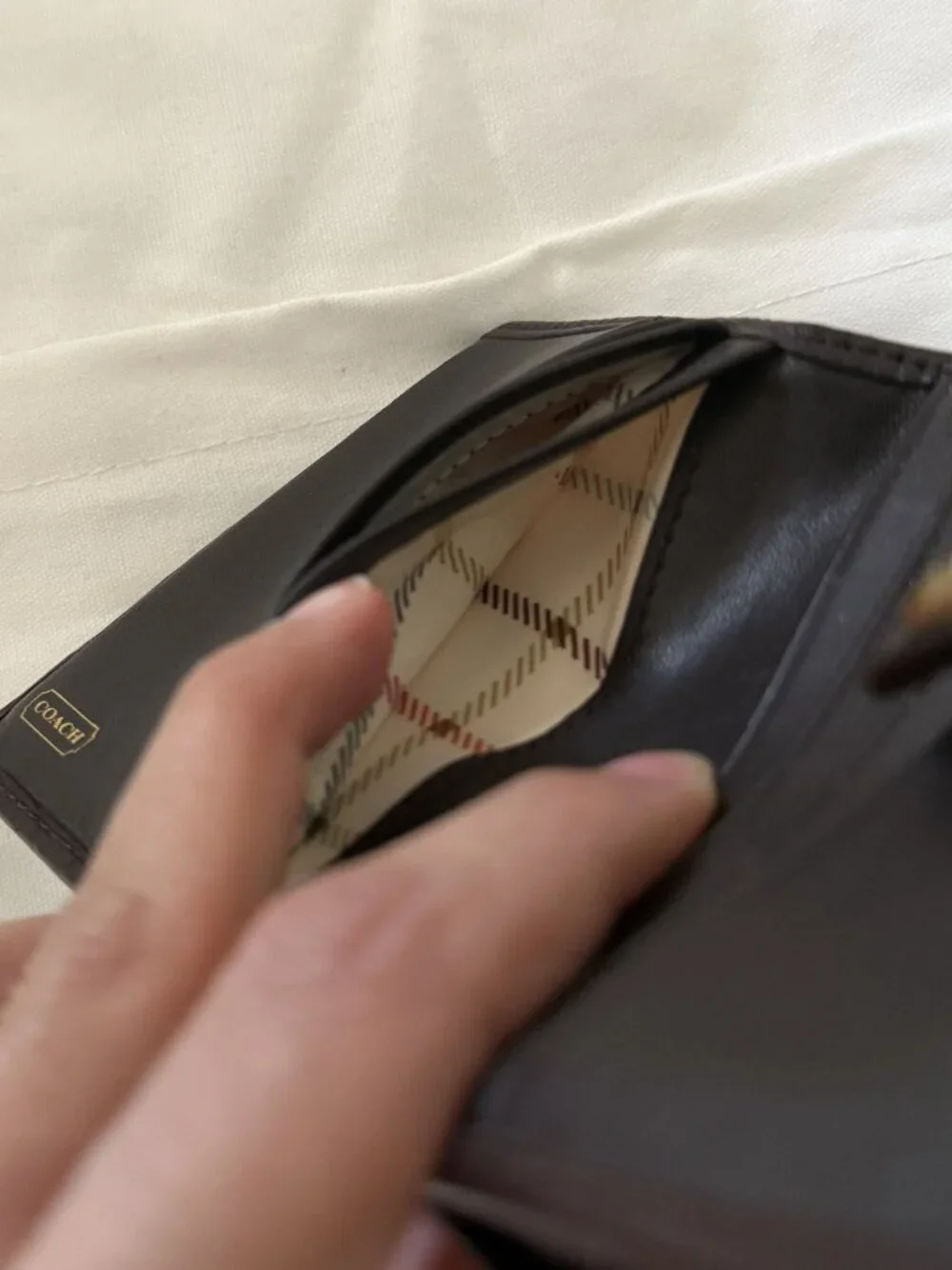 Coach Dark Brown Leather Canvas Wallet
